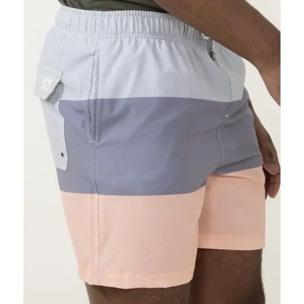 NWT‎ Simply Southern Men's Tri-color Peach Gray Mesh Lined Swim Shorts XL